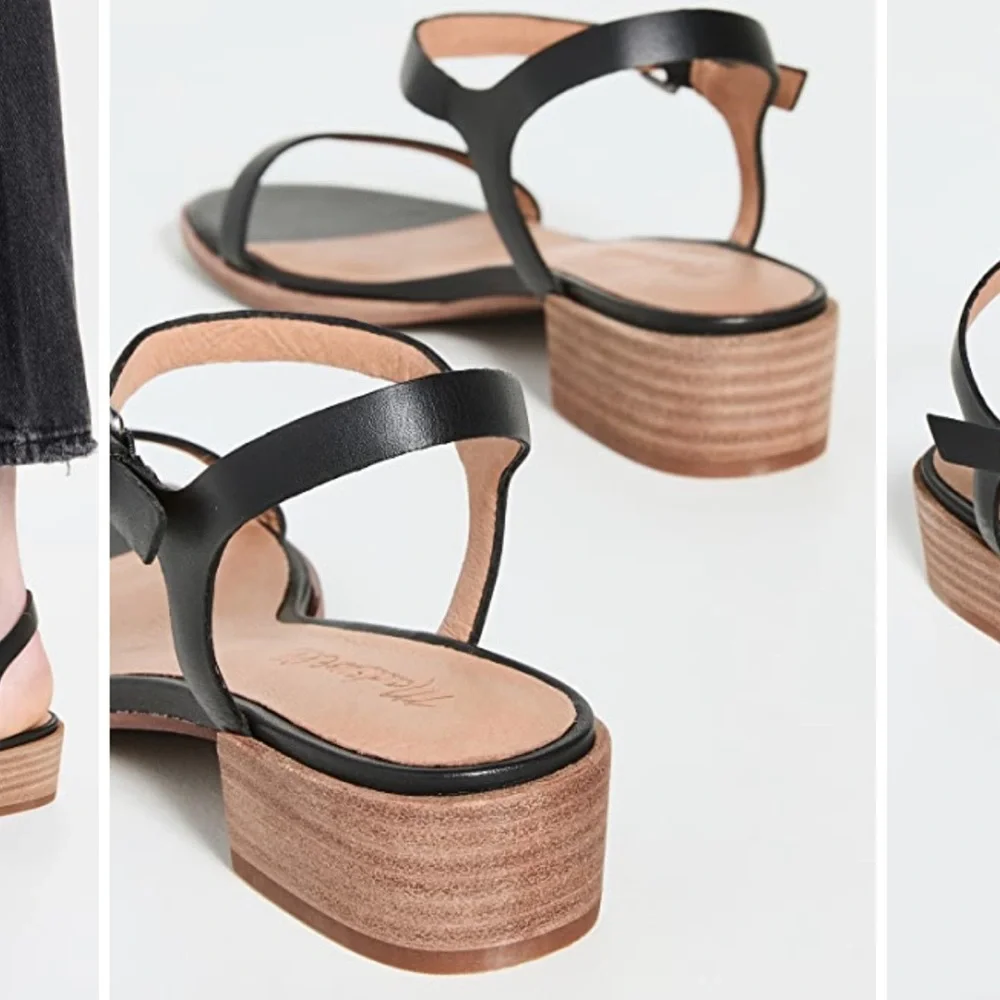 Madewell black leather Louise sandals with ankle strap 8.5 - Picture 3 of 13